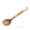 Colher de alça longa de titânio Spork longo para acampamento de saúde